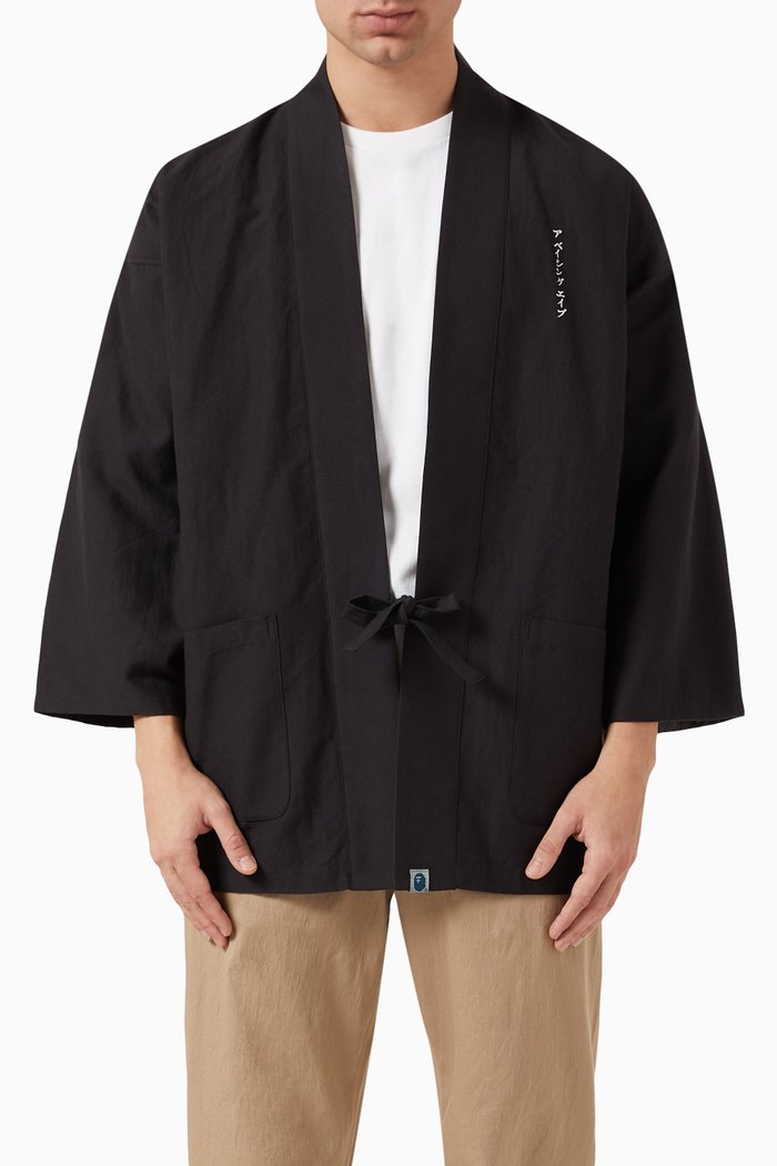 

Kimono Jacket in Cotton Blend, Black