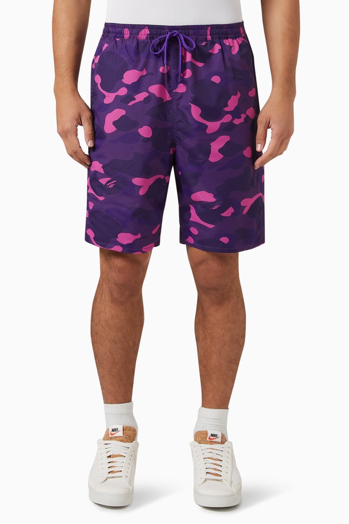 

Camo Shark Reversible Shorts in Nylon, Purple
