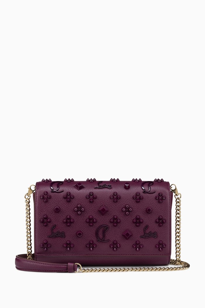 

Paloma Clutch in Textured Leather, Purple