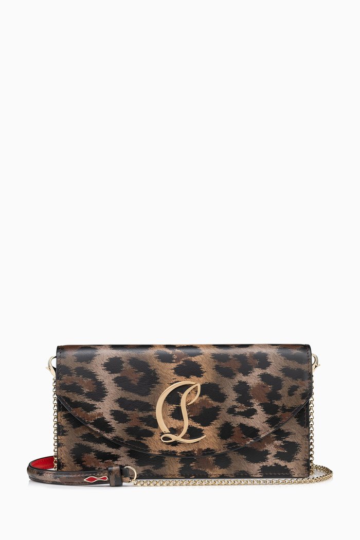 

Loubi54 Clutch Bag in Calf Leather, Brown