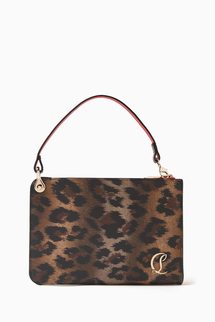 

Leopard-pattern Pouch Bag in Leather, Brown