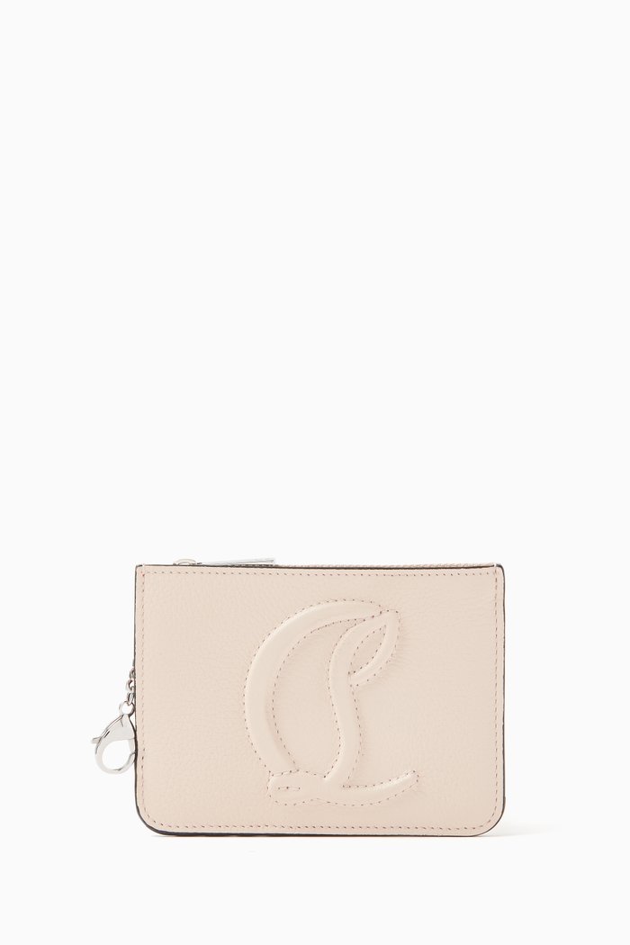 

By My Side Zipped Key Holder in Textured Empire Calf Leather, Neutral