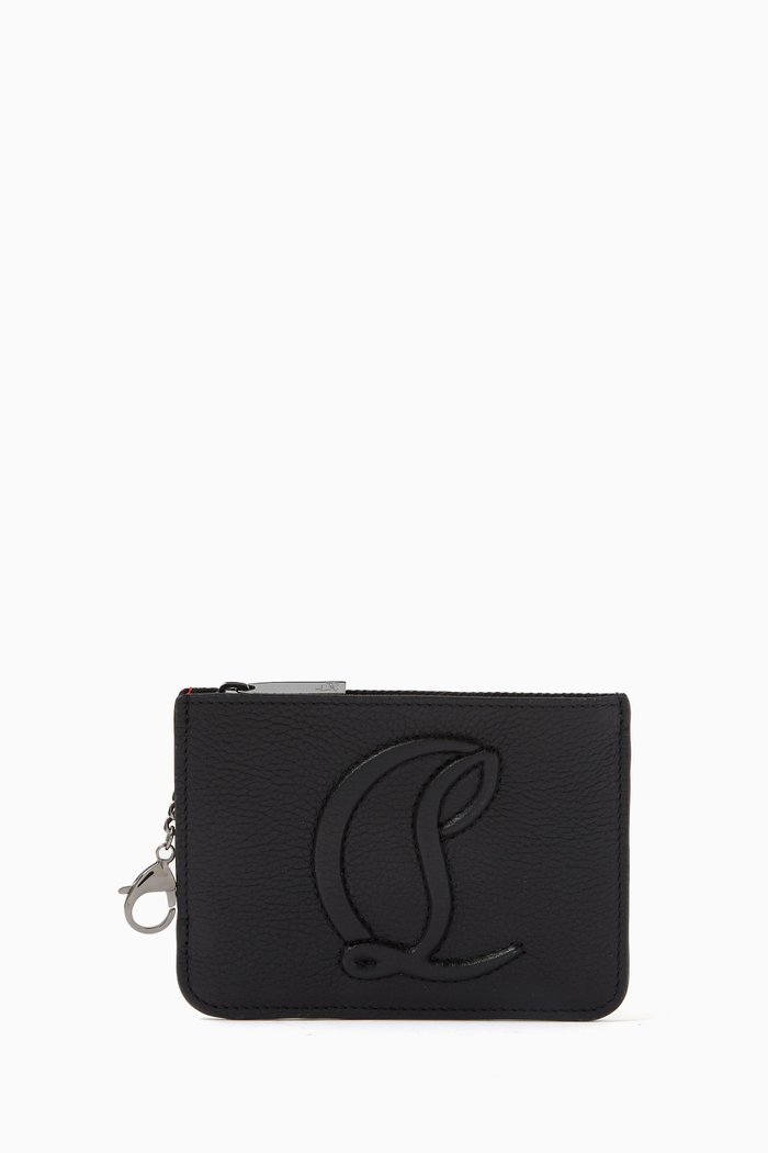 

By My Side Zipped Key Holder in Textured Empire Calf Leather, Black