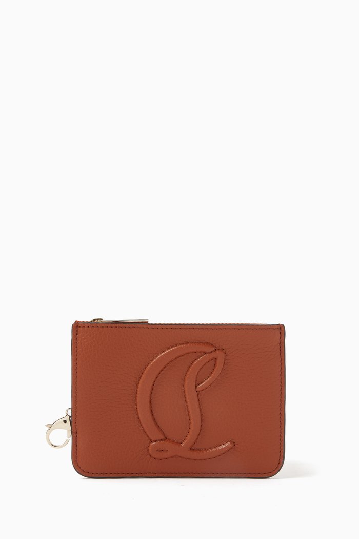 

By My Side Zipped Key Holder in Textured Empire Calf Leather, Brown