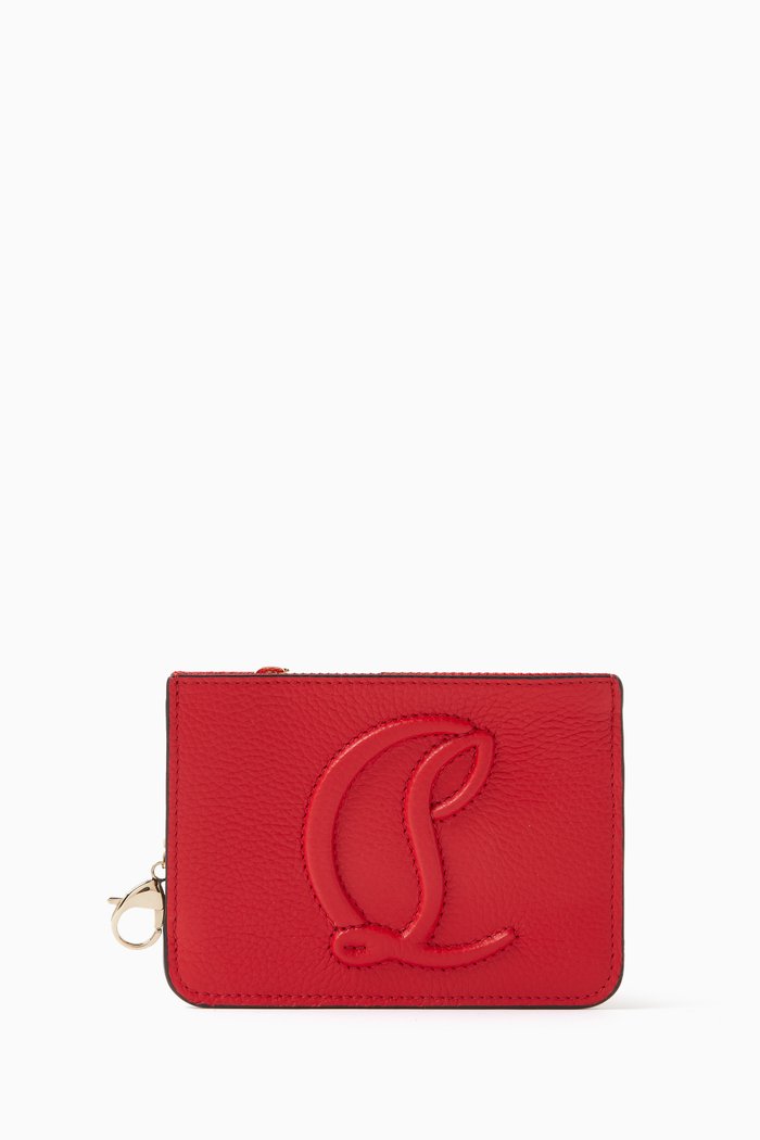 

By My Side Zipped Key Holder in Textured Empire Calf Leather, Red