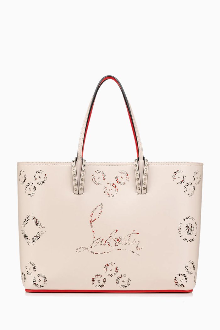 

Small Cabata Tote Bag in Calf Leather, Neutral
