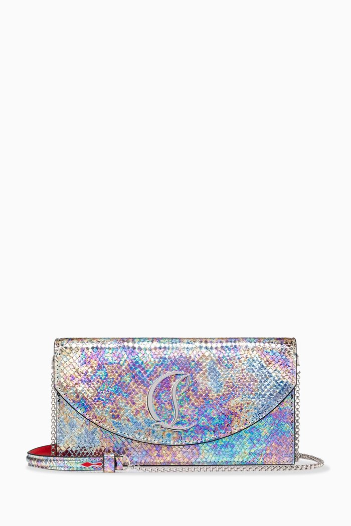 

Loubi54 Clutch Bag in Iridescent Snake-embossed Leather, Multicolour