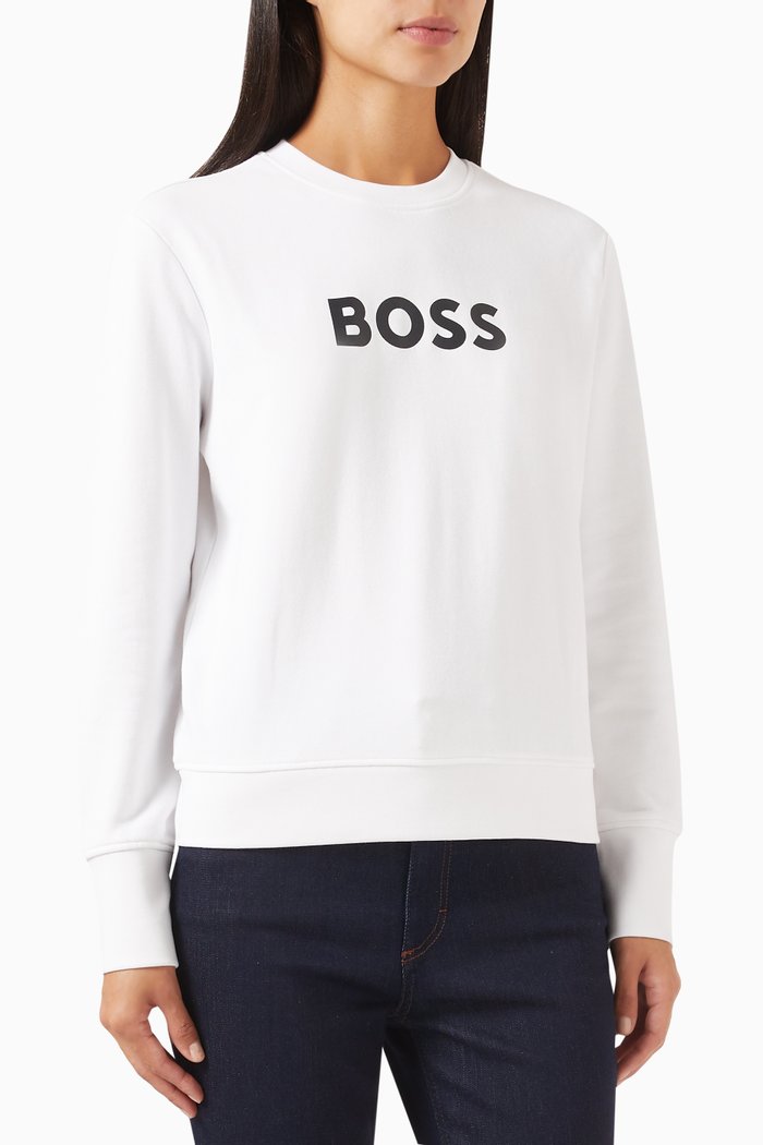 

Elaboss Sweatshirt in French-terry Cotton, White