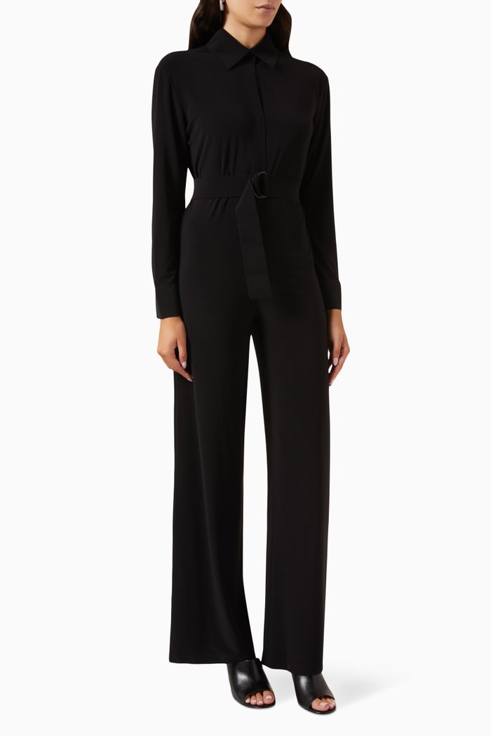 

NK Shirt Straight-leg Jumpsuit in Poly Lycra, Black
