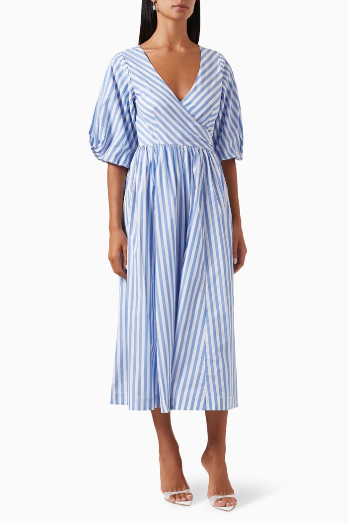 

Jodie Stripe Dress in Cotton, Blue