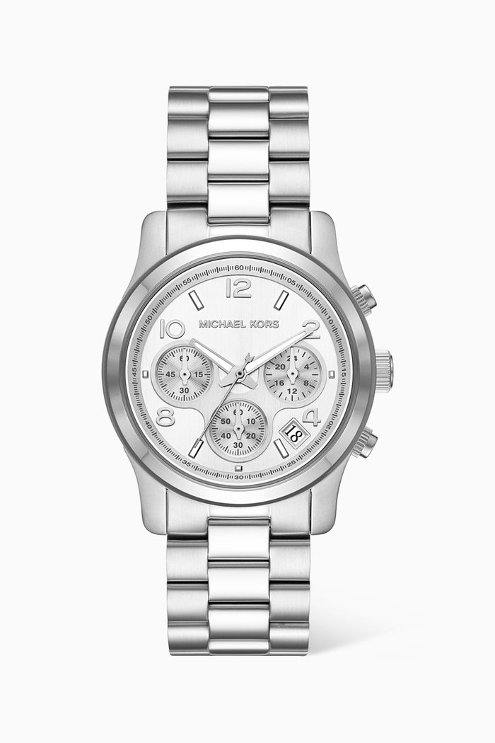 Runway Chronograph Stainless Steel Watch, 38mm, Silver