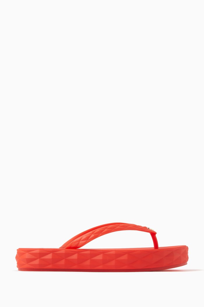 Diamond Flip Flops in Rubber, Red