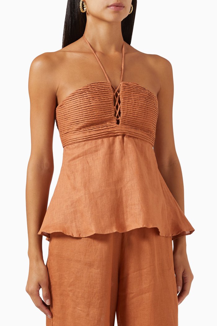 

Acordeon Top in Linen, Orange