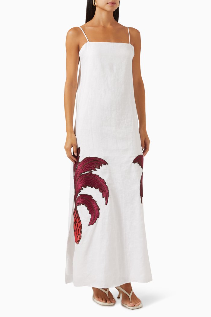 

Copa Del Sol Maxi Dress in Linen, White