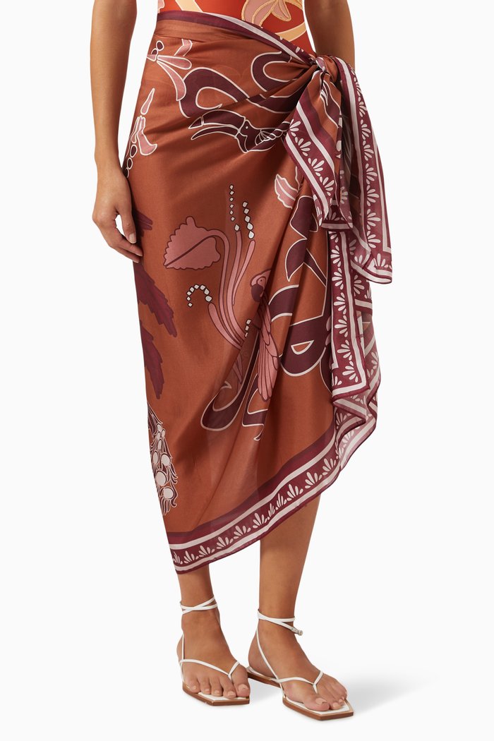 

De La Falaise Sarong in Cotton-silk, Brown