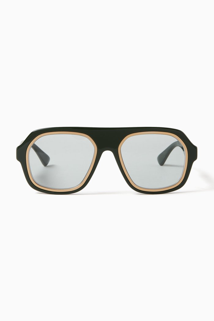 

Rim Aviator Sunglasses in Acetate, Green