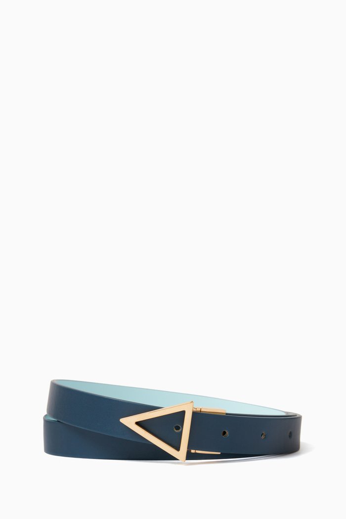 

Triangle Reversible Belt in Calf Leather, Blue