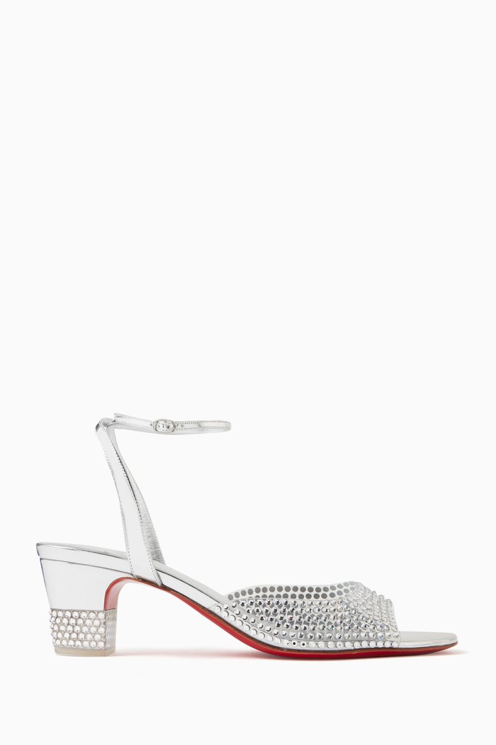 

Cassandrissima 45 Sandals in PVC & Metallic Leather, Silver