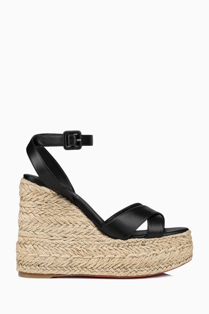 

Mariza Zeppa 130 Wedge Sandals in Nappa Leather & Jute, Black