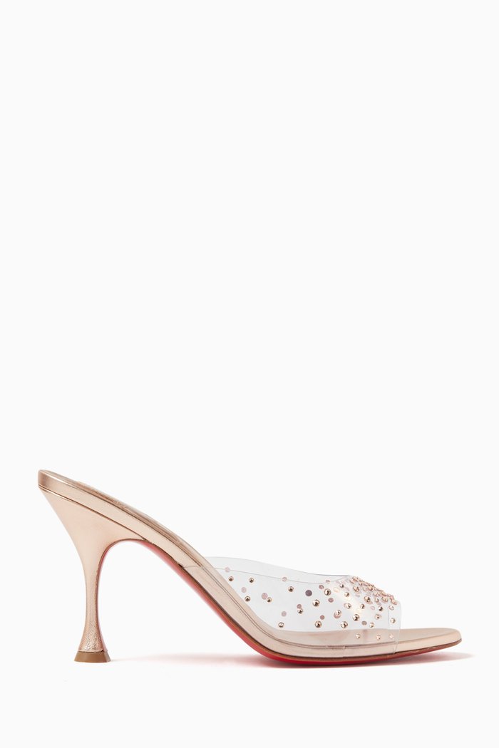 Degramule 85 Mule Sandals in PVC & Metallic Leather, Neutral