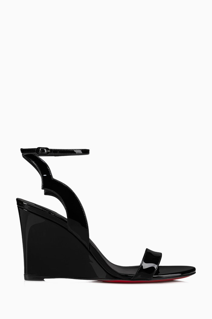 Zeppa Chick 85 Wedge Sandals in Patent Leather, Black