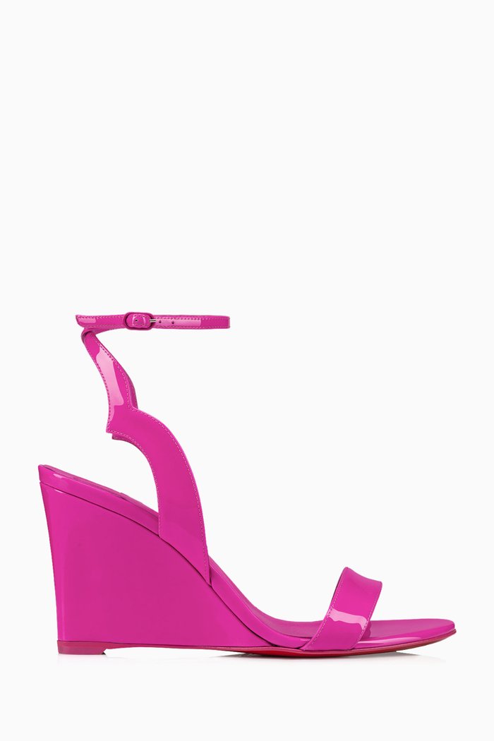 

Zeppa Chick 85 Wedge Sandals in Patent Leather, Pink