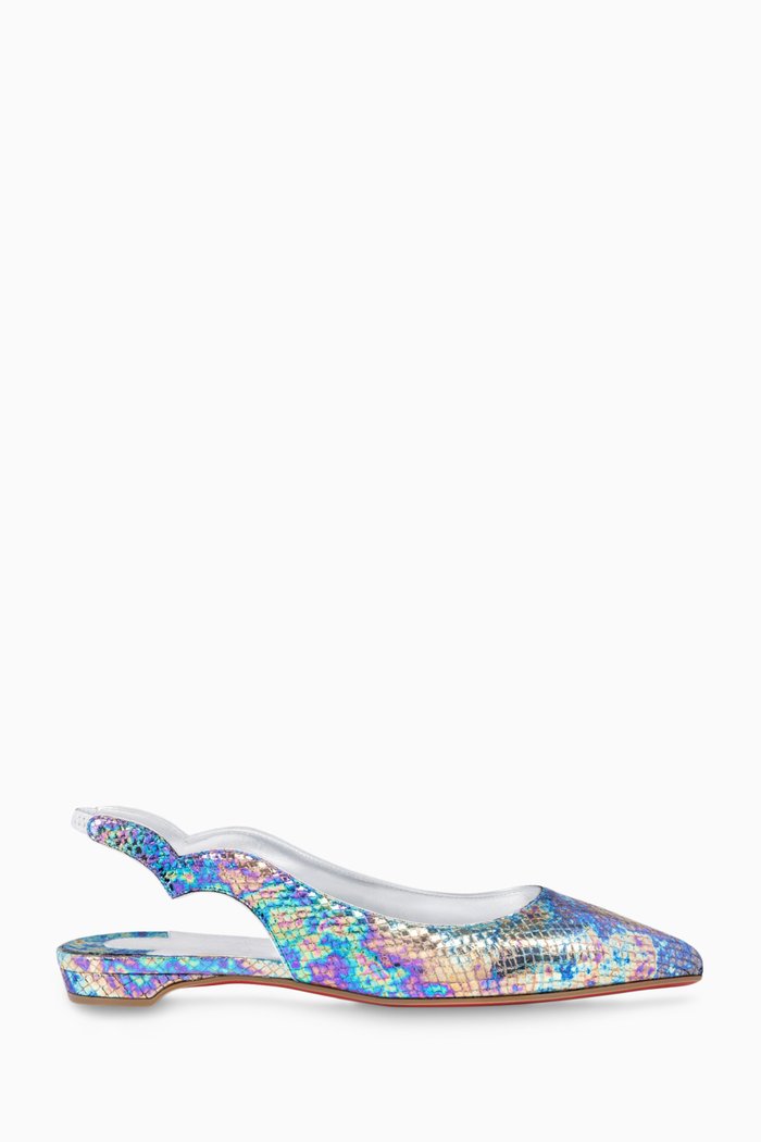 

Hot Chickita Sling Flats in Iridescent Snake-embossed Leather, Multicolour
