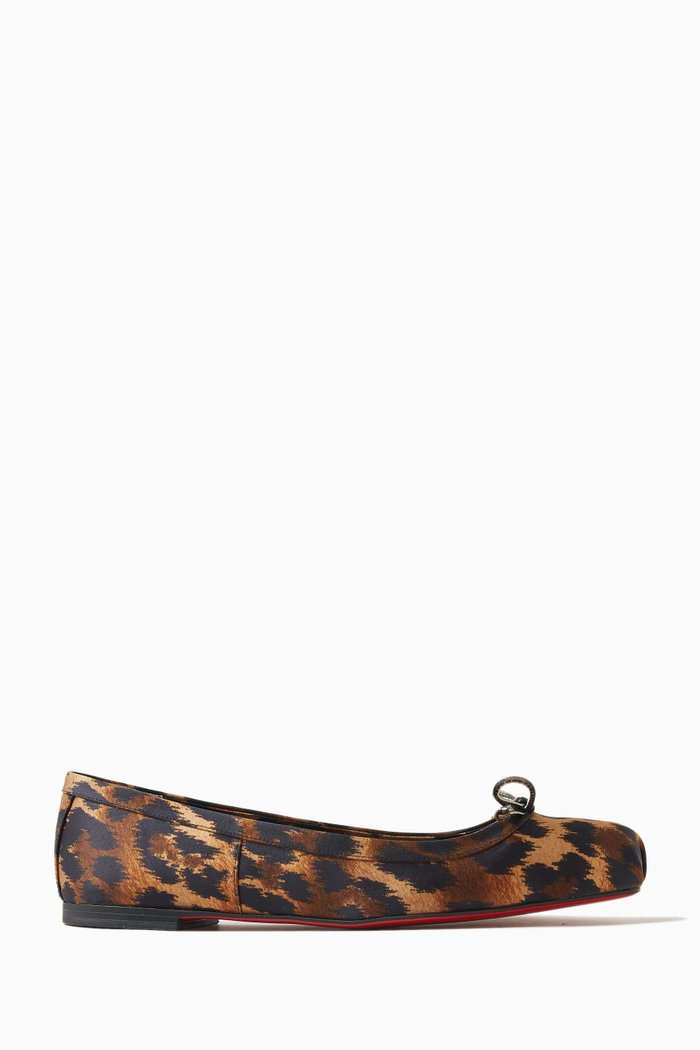 

Mamadrague Kitty-print Ballerinas in Crepe-satin, Brown