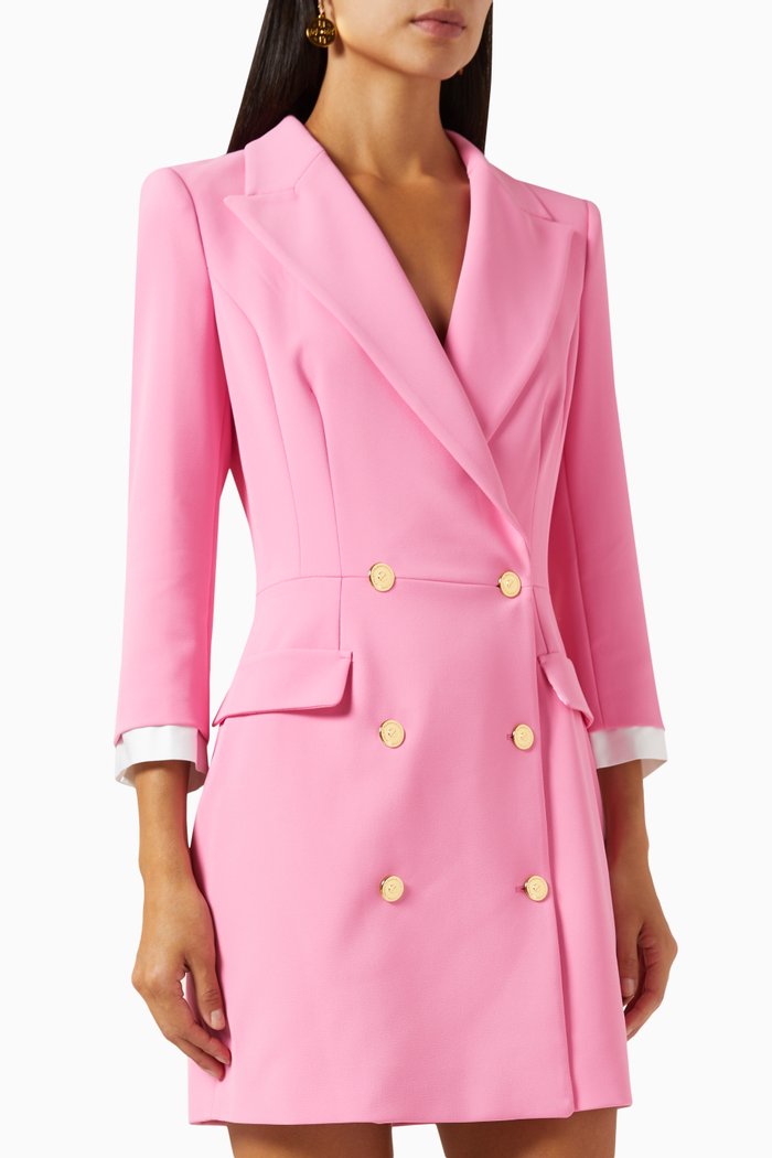 

Belted Blazer Dress in Stretch Crepe, Pink