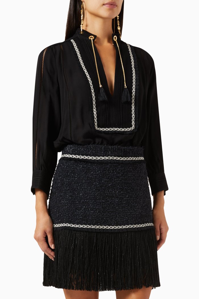

Two-tone Mini Dress in Tweed, Black