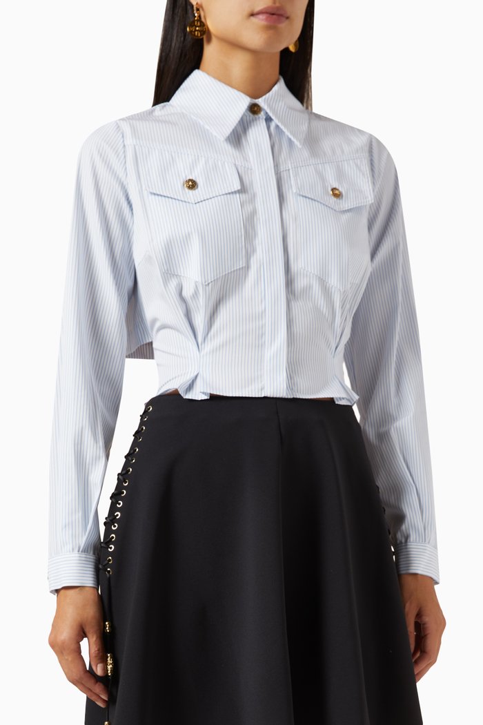 

Knotted Shirt in Poplin, Blue