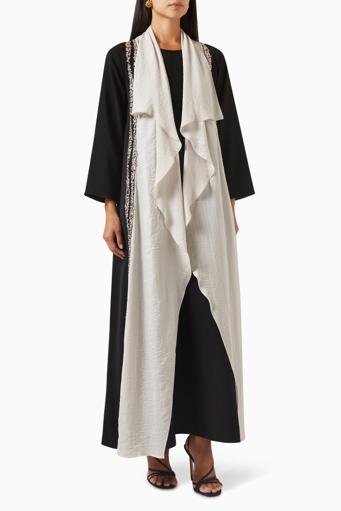 

Sequin-embellished Abaya Set, Black