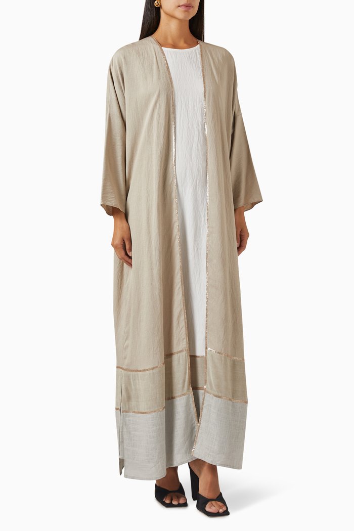 

Two-tone Abaya Set, Neutral