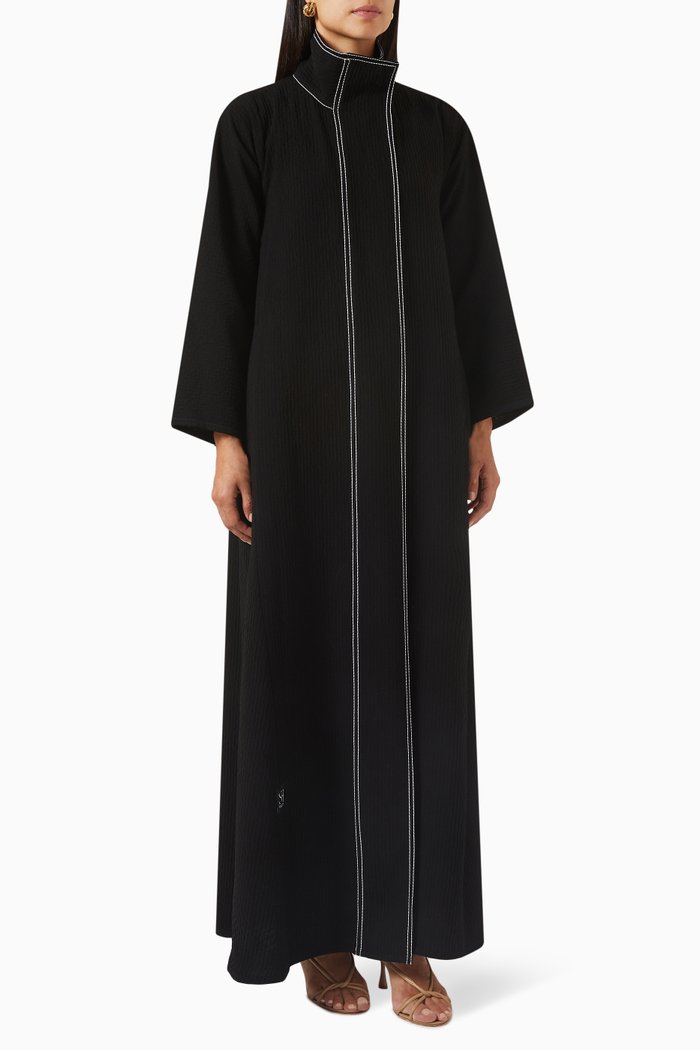 

Embroidered Coat Abaya, Black