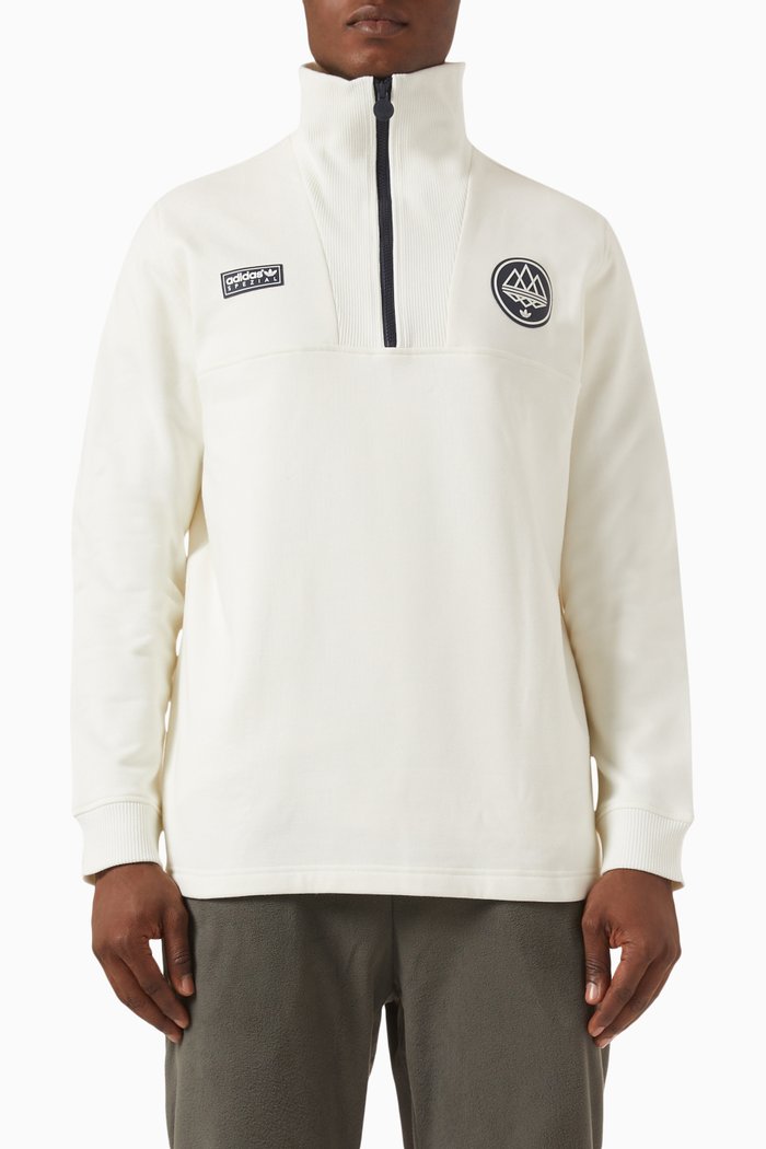 

SPZL Bellshill Half-zip Sweatshirt in Cotton Fleece, Neutral