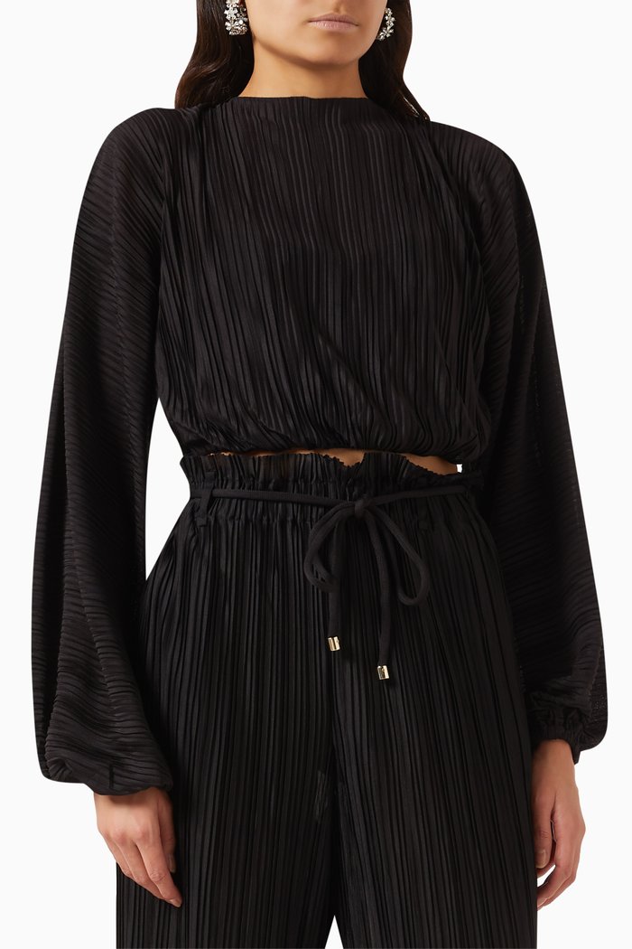 

Marlie Top in Plissé Fabric, Black