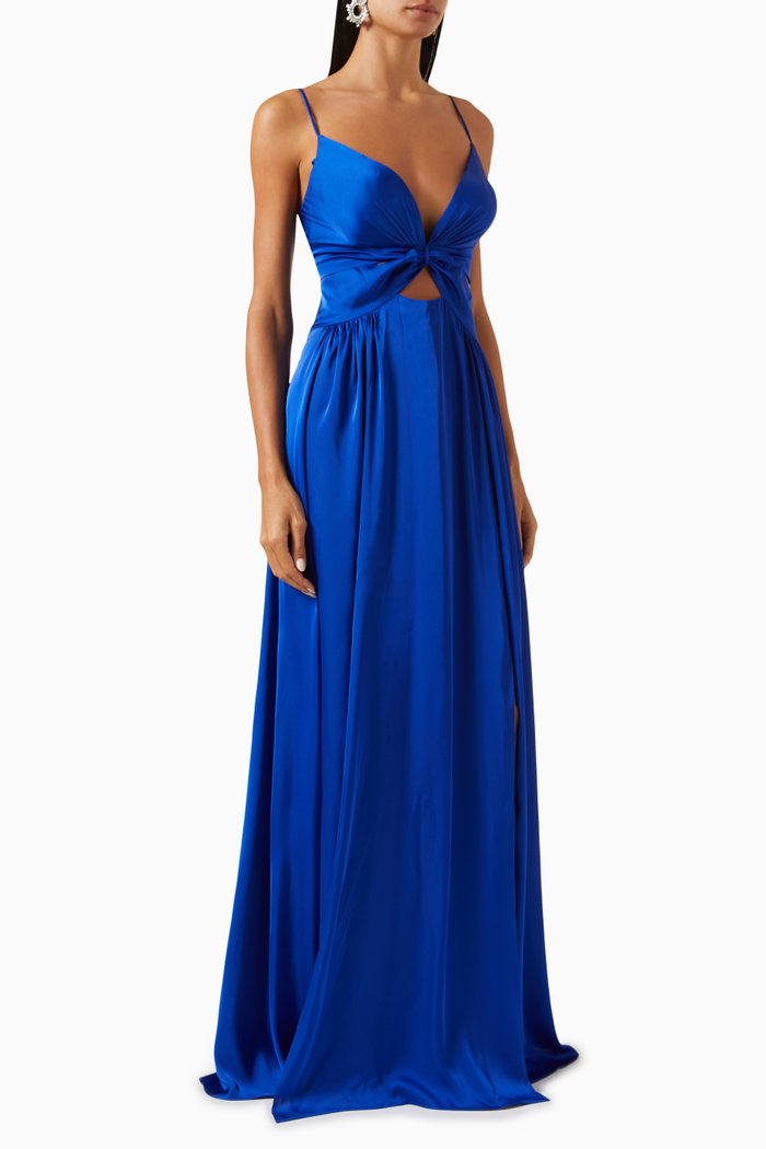 Lumita Cut-out Dress in Satin, Blue