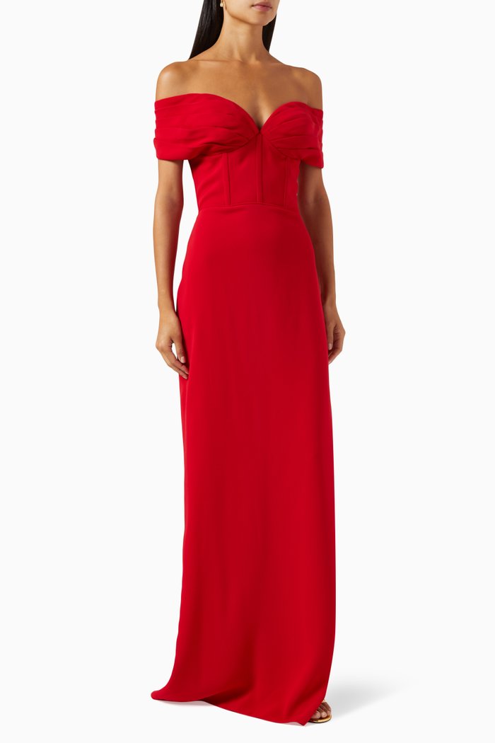 

Fave Off-shoulder Dress in Crepe, Red