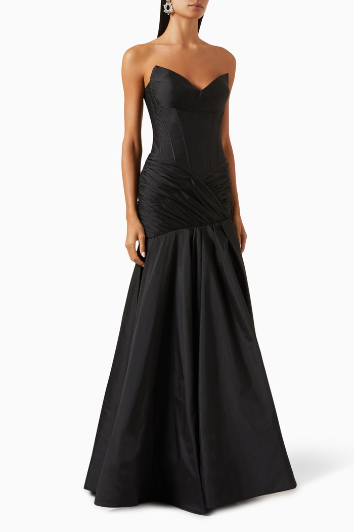 

Tamara Off-shoulder Dress in Taffeta, Black