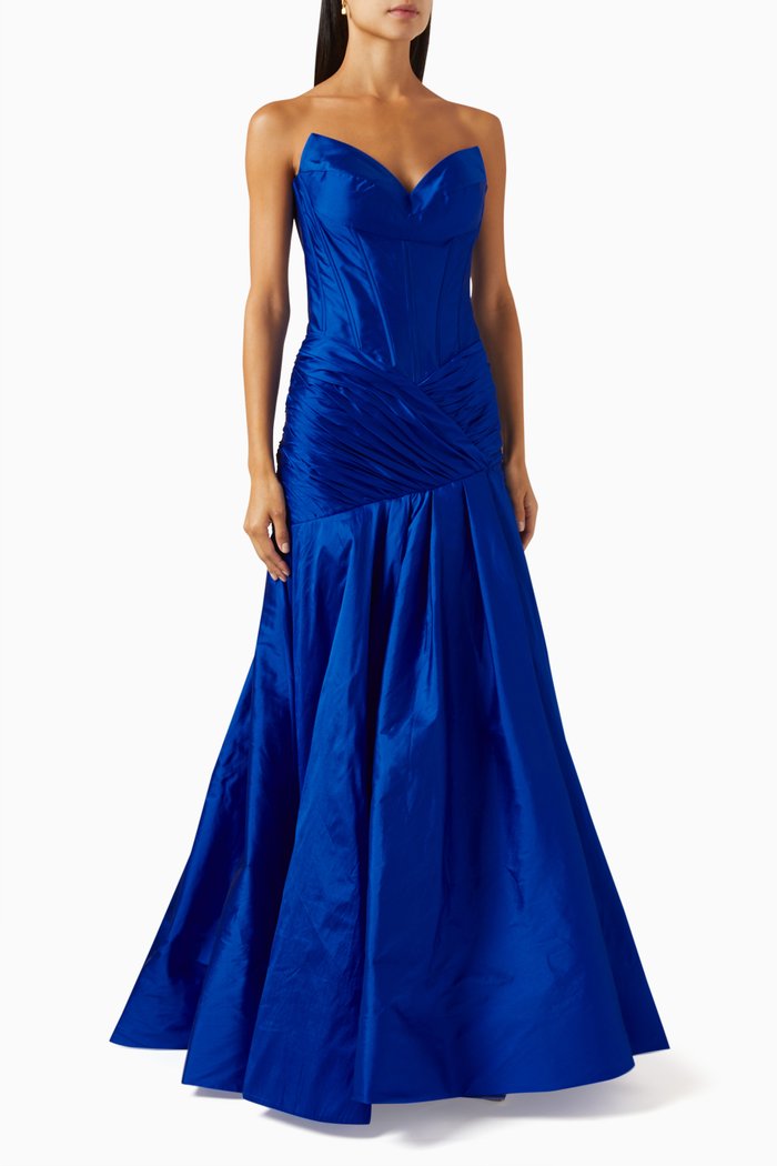 

Tamara Off-shoulder Dress in Taffeta, Blue
