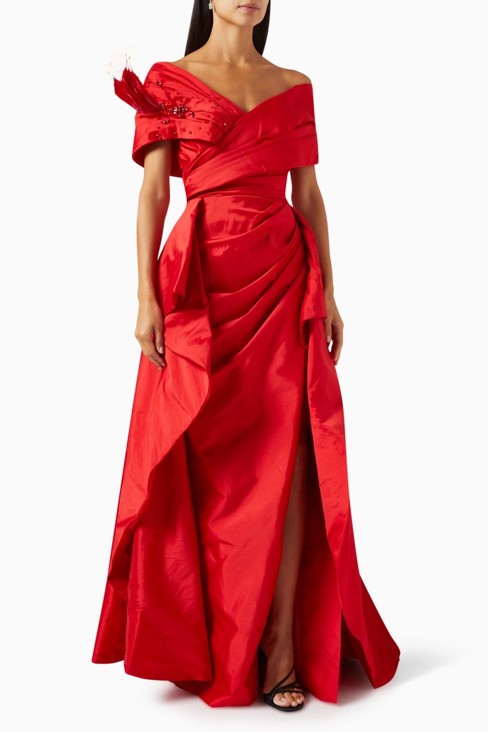 

Elisa Elbise Dress in Taffeta, Red