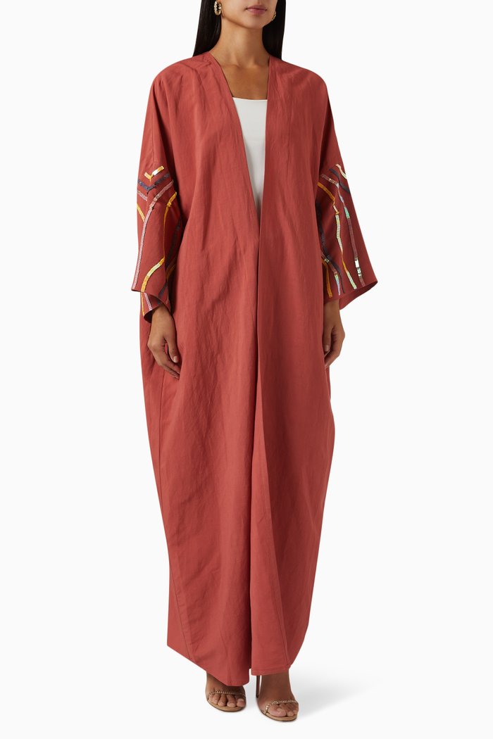 

Sequin-embellished Abaya, Brown