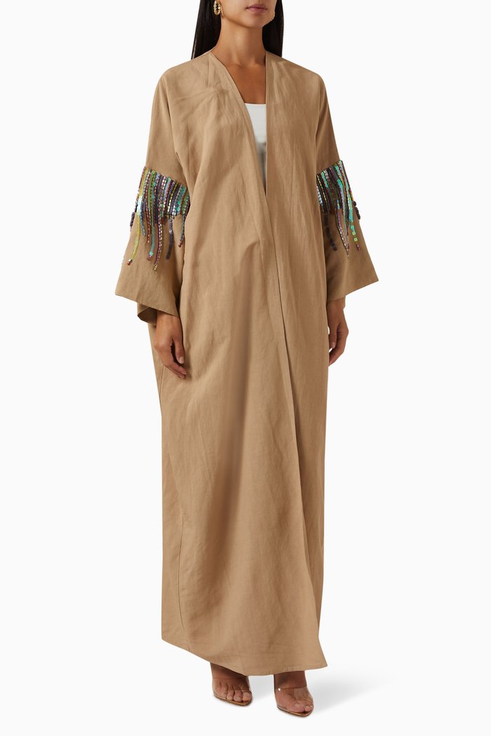 

Sequin-embellished Abaya, Neutral