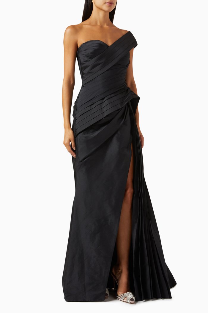 

Wink One-shoulder Dress in Taffeta, Black