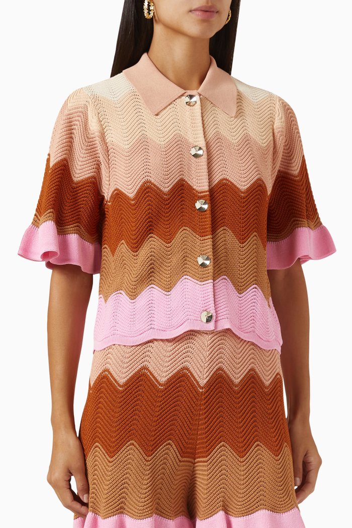 Amos Wave-stitch Shirt in Viscose-knit, Multicolour