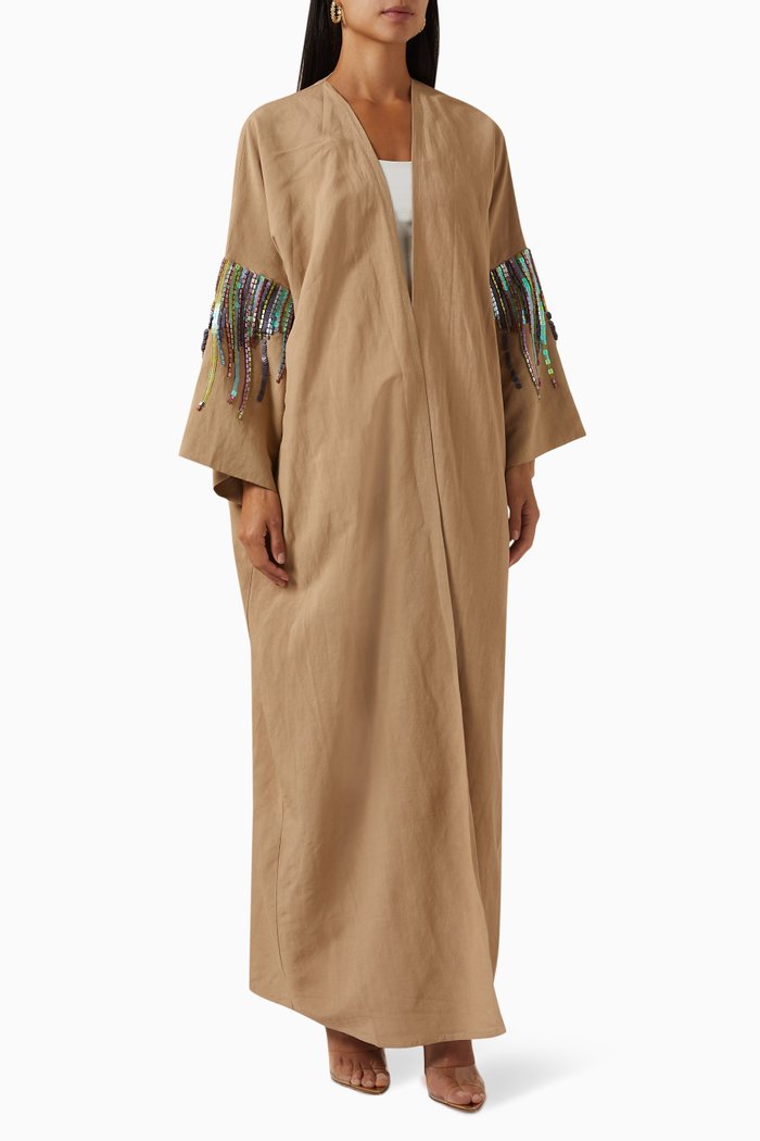 

Sequin-embellished Abaya, Neutral