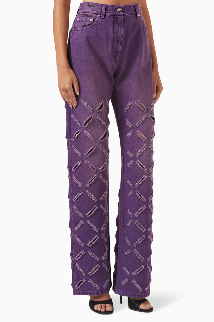 

Slashed Medusa Jeans in Denim, Multicolour