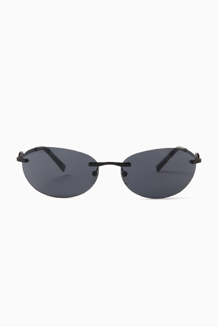 

Slinky Oval Sunglasses in Metal, Black