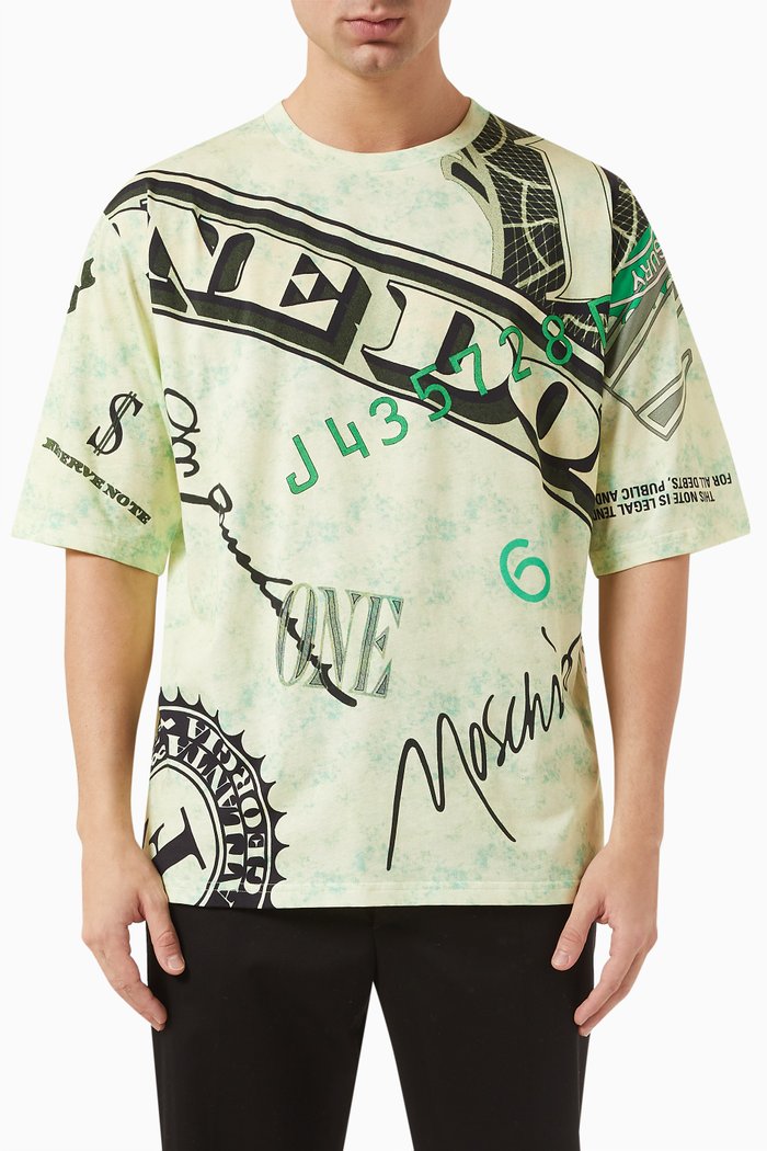 

Dollar Print T-shirt in Cotton Jersey, Multicolour