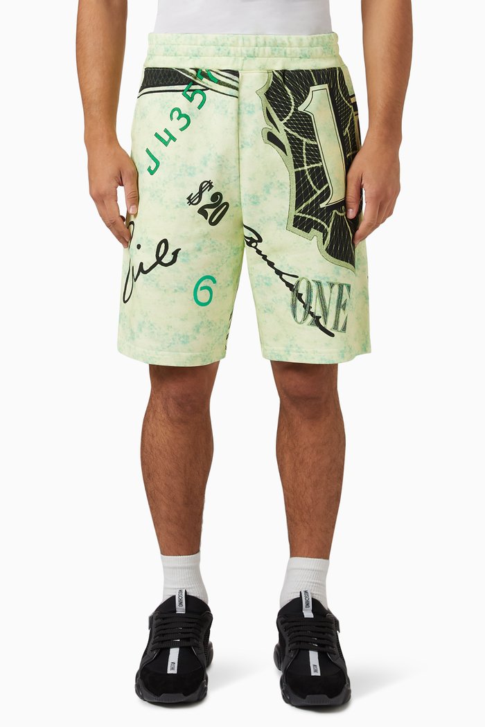 Dollar-print Sweat Shorts in Cotton-fleece, Multicolour